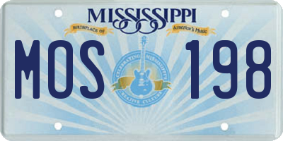 MS license plate MOS198