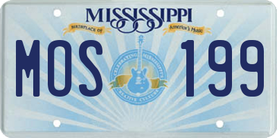 MS license plate MOS199