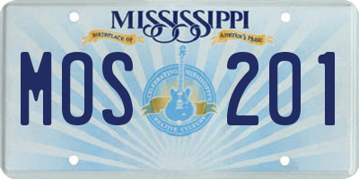 MS license plate MOS201