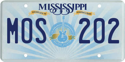 MS license plate MOS202