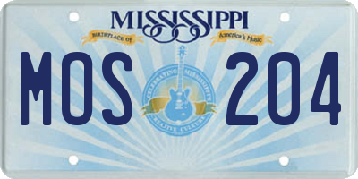 MS license plate MOS204