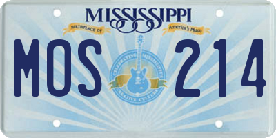 MS license plate MOS214