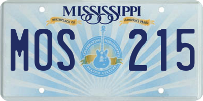MS license plate MOS215