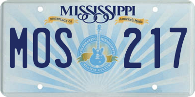 MS license plate MOS217