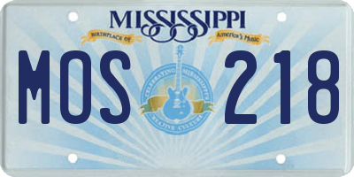 MS license plate MOS218