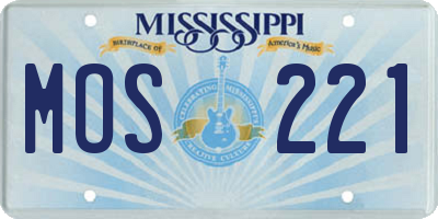 MS license plate MOS221
