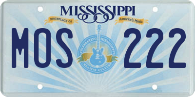 MS license plate MOS222