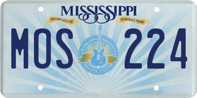 MS license plate MOS224