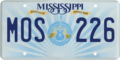 MS license plate MOS226