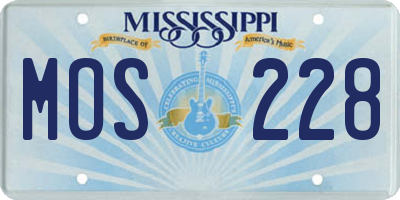 MS license plate MOS228