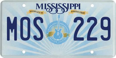 MS license plate MOS229