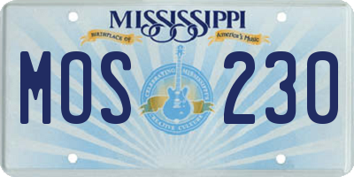 MS license plate MOS230