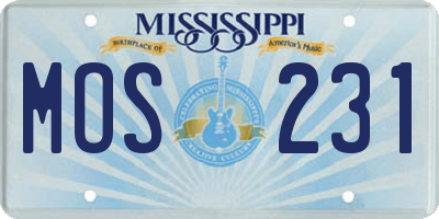 MS license plate MOS231