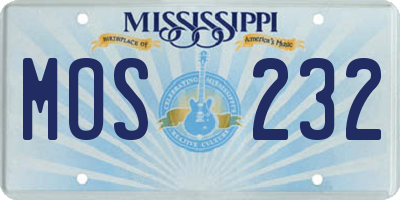 MS license plate MOS232
