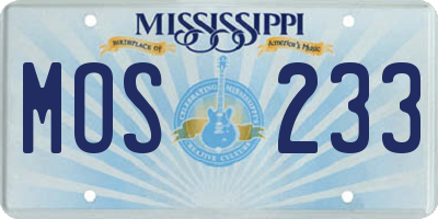 MS license plate MOS233