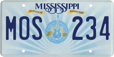 MS license plate MOS234
