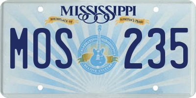 MS license plate MOS235