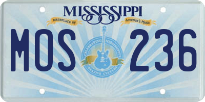 MS license plate MOS236