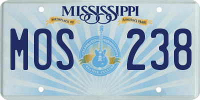 MS license plate MOS238