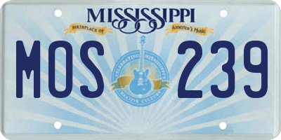 MS license plate MOS239