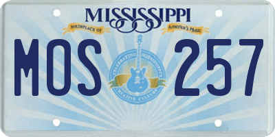MS license plate MOS257