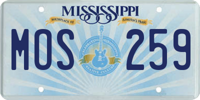 MS license plate MOS259