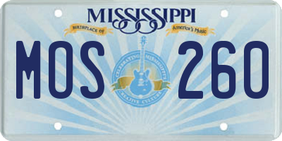 MS license plate MOS260
