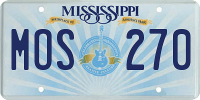 MS license plate MOS270