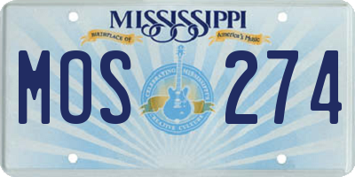 MS license plate MOS274