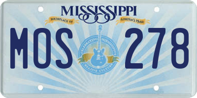 MS license plate MOS278