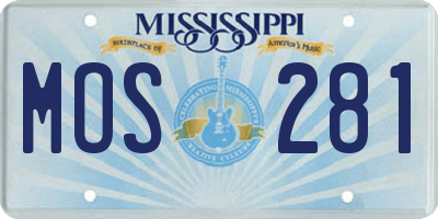 MS license plate MOS281
