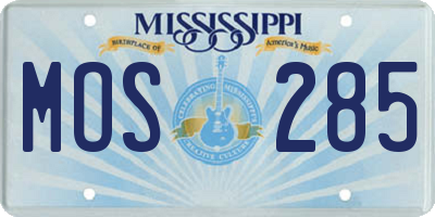 MS license plate MOS285