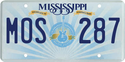 MS license plate MOS287