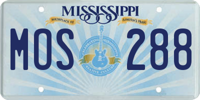 MS license plate MOS288