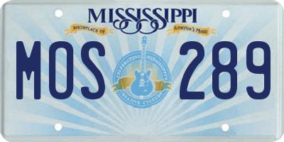 MS license plate MOS289