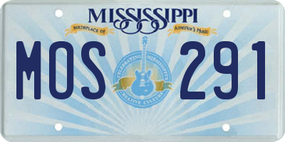 MS license plate MOS291