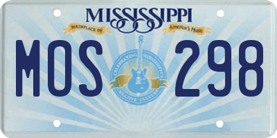 MS license plate MOS298
