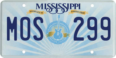 MS license plate MOS299
