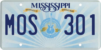 MS license plate MOS301