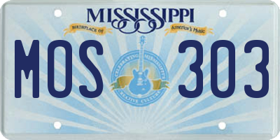MS license plate MOS303