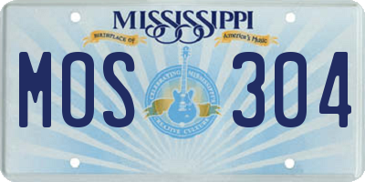 MS license plate MOS304