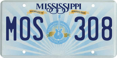 MS license plate MOS308