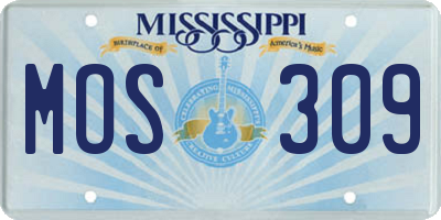 MS license plate MOS309
