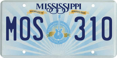 MS license plate MOS310