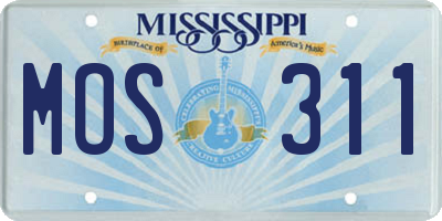 MS license plate MOS311