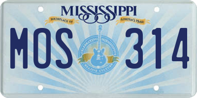 MS license plate MOS314