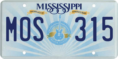 MS license plate MOS315