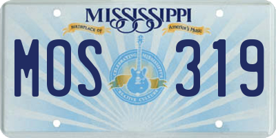 MS license plate MOS319