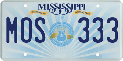 MS license plate MOS333