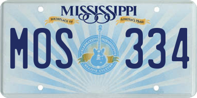 MS license plate MOS334